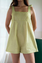 Clover Knot Romper in Green