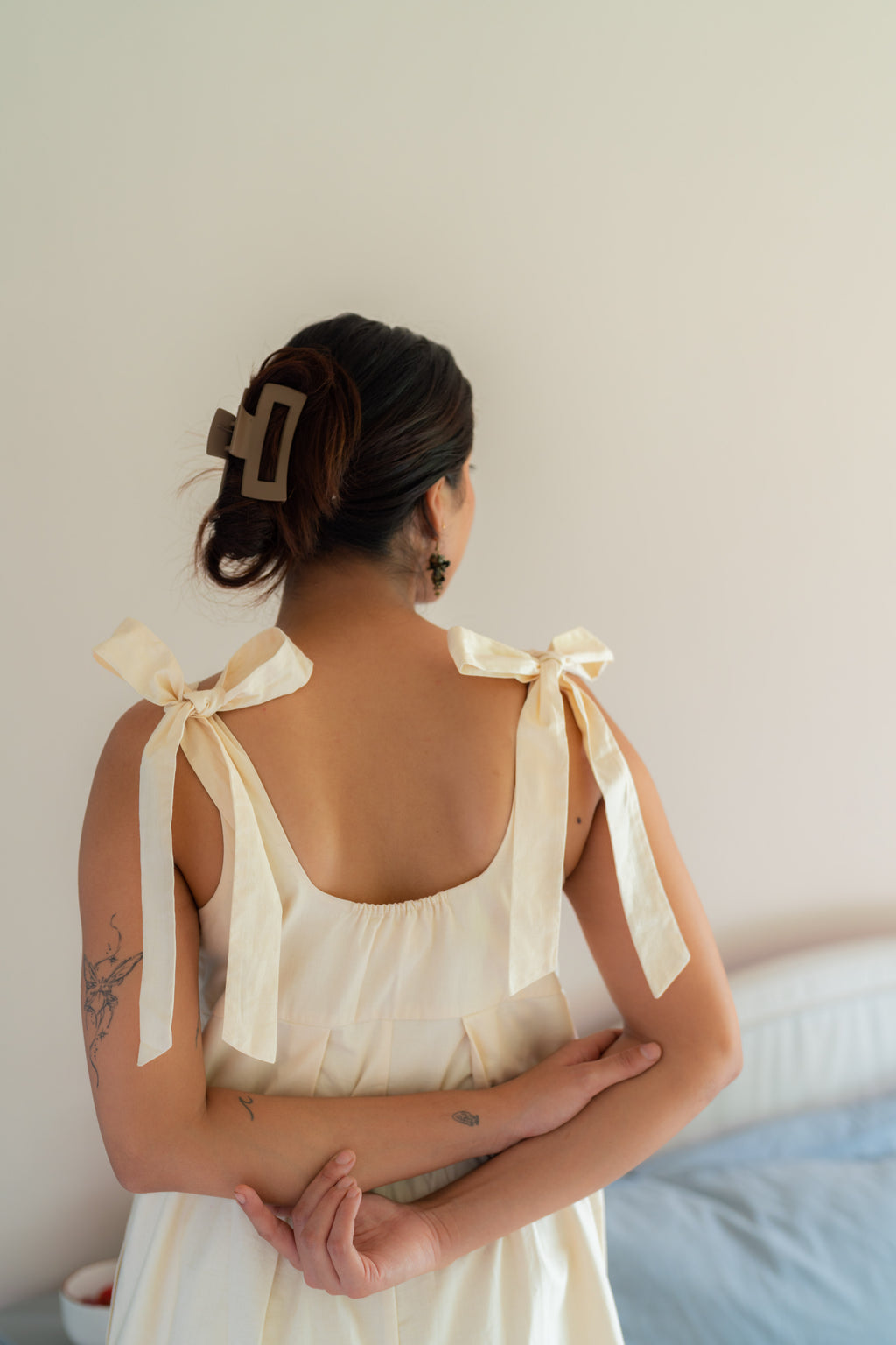 Clover Knot Romper in White